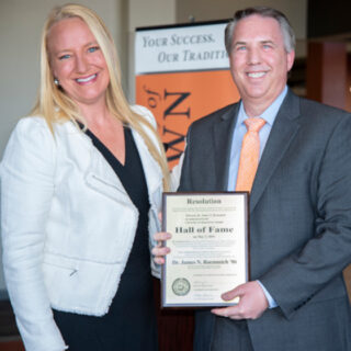 Dr. Roemmich and Mary Beth Hegstad at Alumni HOF induction