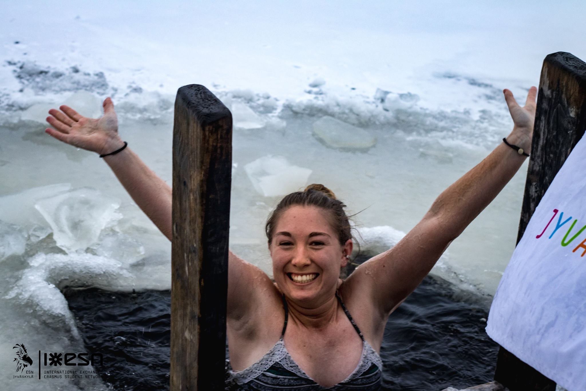 UJ Student swiming in icy water in Churchill