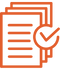 Icon depicting written pages and a checkmark