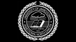 The Seal of University of Jamestown. It includes the school motto, 
