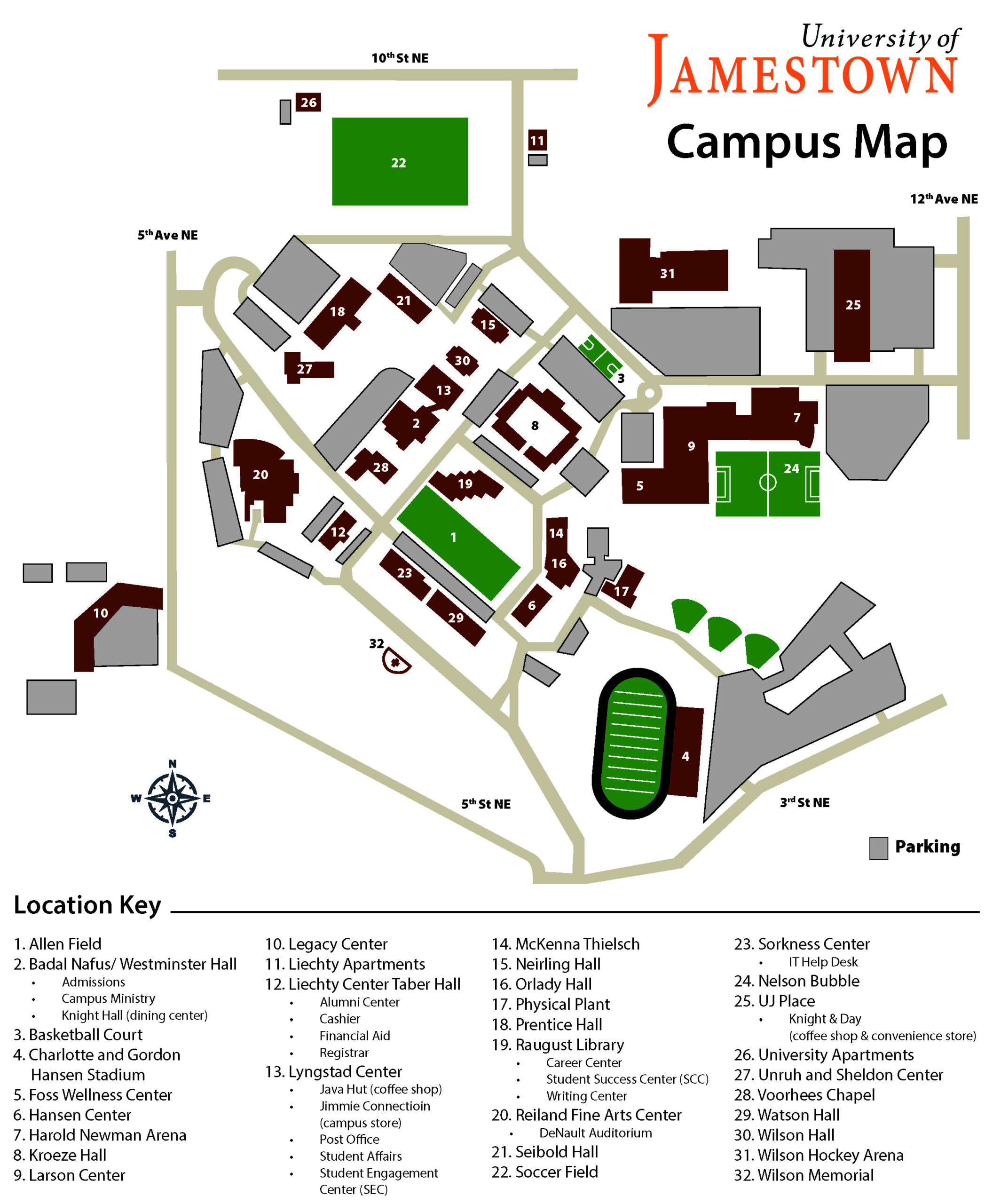 UJ Campus Map with location labels