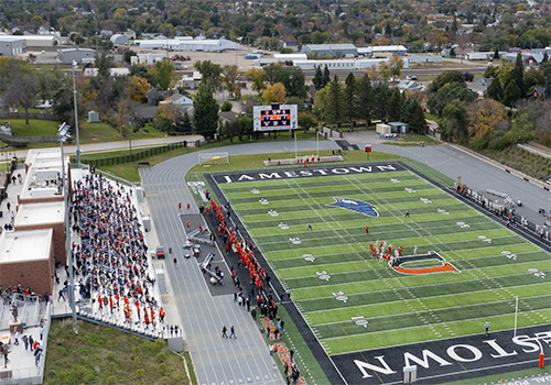 Aerial view of athletic stadium