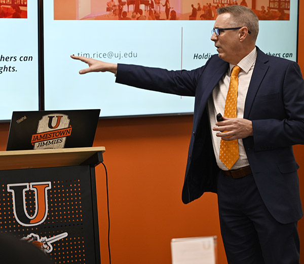 Associate Professor Dr. Timothy H. Rice speaks about leaders during the Character in Leadership Conference PHX in February 2024.