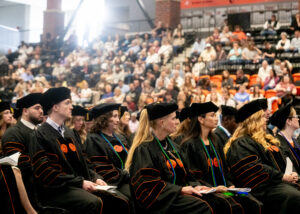 PhD graduates pictured during a commencement ceremony
